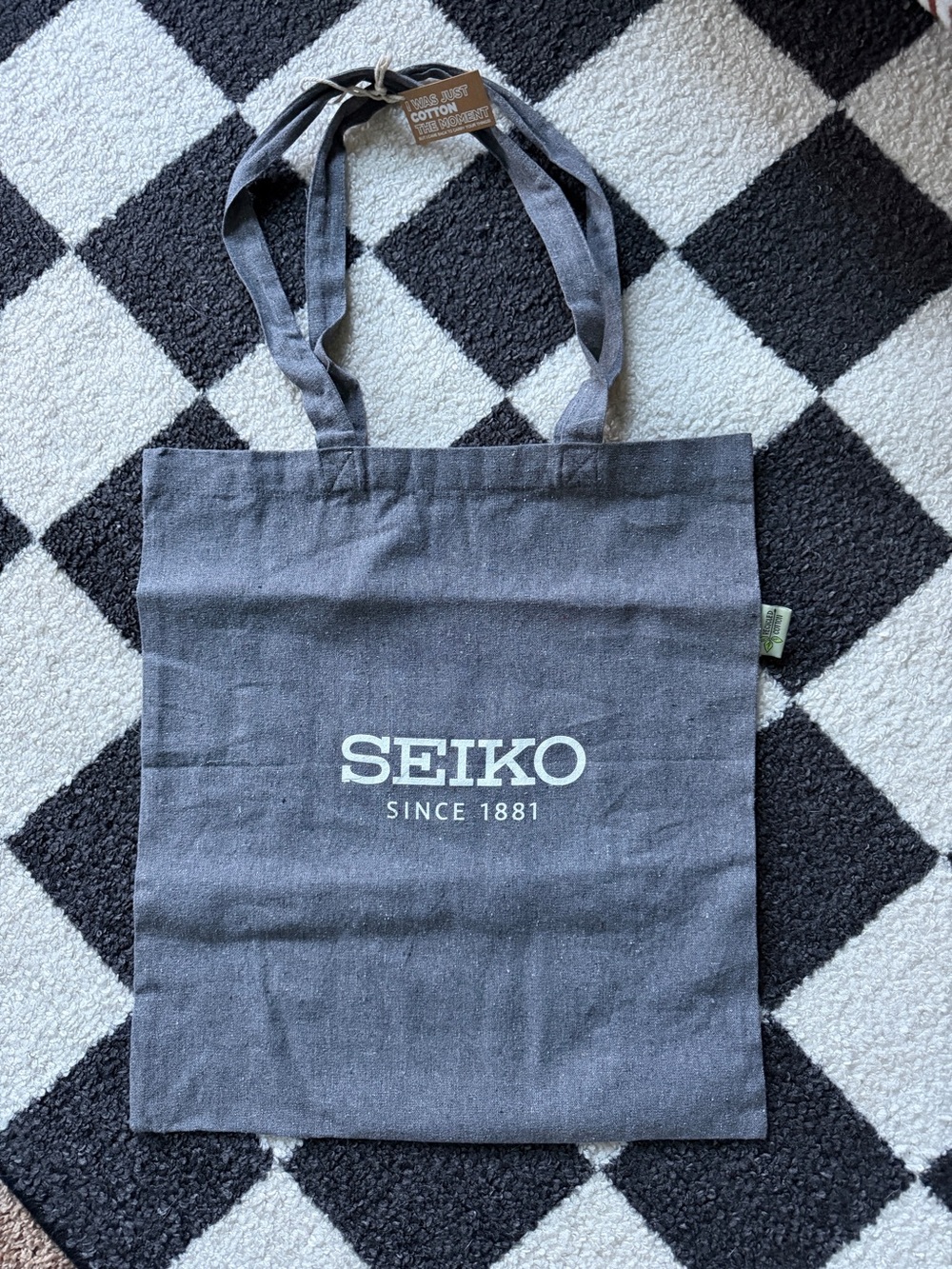 Seiko Gray Cotton Tote Bag with White Logo